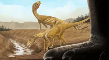 Representação artística dos ancestrais dos dinossauros no Triássico Médio no Rio Grande do Sul - Divulgação/Caetano Soares