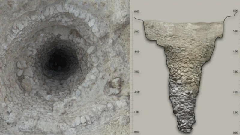 Foto e projeção do 'porão' da Idade do Bronze encontrado na Grécia