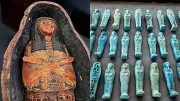 Imagem dos artefatos encontrados em Minya, no sul do Egito - Divulgação/Ministério de Turismo e Antiguidades do Egito