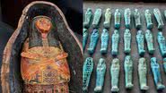 Imagem dos artefatos encontrados em Minya, no sul do Egito - Divulgação/Ministério de Turismo e Antiguidades do Egito