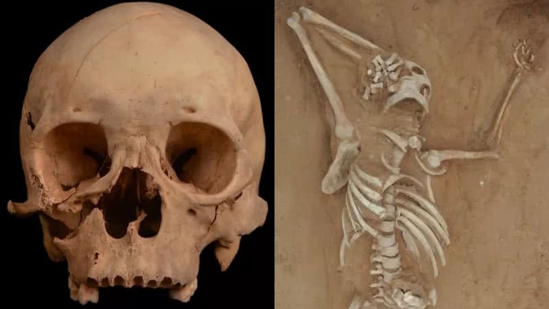 Esqueleto de homem encontrado em um cemitério na China - Divulgação/Qian Wang