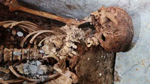 Fotografia do esqueleto encontrado em Pompeia - Divulgação/Facebook/Vídeo/Pompeii - Parco Archeologico