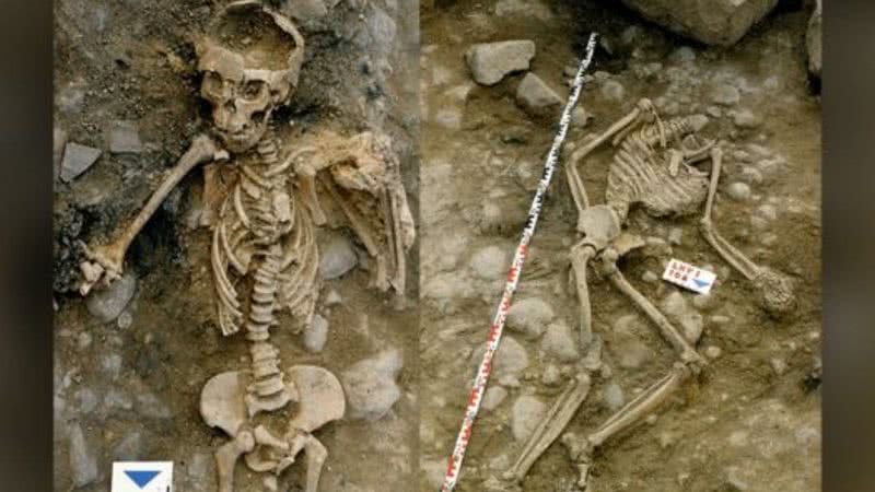 Fotografias de esqueletos encontrados em La Hoya. - Divulgação/ Antiquity Publications Ltd / Foto de T. Fernández-Crespo