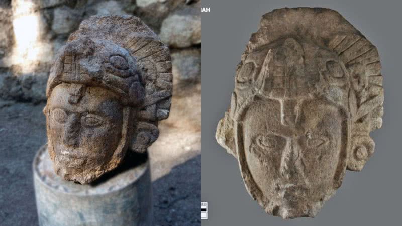 Estátua de guerreiro maia descoberta no México - Divulgação/INAH