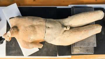Fotografia da estátua descoberta - Divulgação/ Ministério da Cultura da Itália