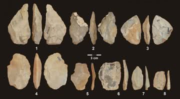 Algumas das ferramentas de pedra do Paleolítico Médio relacionadas a descoberta - Andrea Picin