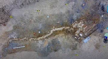 Fóssil de ictiossauro descoberto no Reino Unido - Divulgação/Youtube/Anglian Water