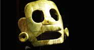 Fotografia da máscara maia, que é feita de jade e representa deus do trovão - Divulgação/ Museu de Bruxelas