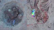 Imagens do esqueleto da mulher e do feto encontrados no Egito - Divulgação/Ministério de Antiguidades do Egito