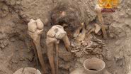 Múmia descoberta com cabelos em bairro residencial em Lima, no Peru - Reprodução/Facebook/Museo de Sitio Huaca Pucllana