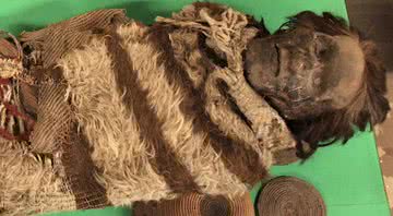 Fotografia de múmia encontrada com 'cola' de piolhos na Argentina - Universidade Nacional de San Juan