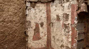 Um dos murais descobertos nas paredes da tumba - Divulgação - NCN Limited
