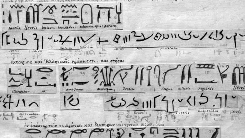 Anotações do egiptólogo britânico Thomas Young - Divulgação/Jed Buchwald/Instituto de Tecnologia da Califórnia