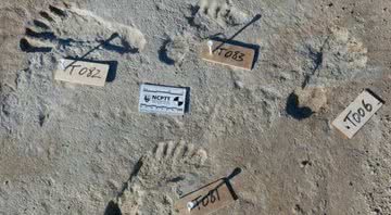 Pegadas encontradas no Parque Nacional de White Sands, nos EUA - Divulgação/ Bournemouth University via BBC