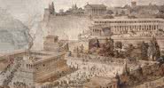 Ilustração de como era a antiga cidade grega de Pérgamo - Wikimedia Commons