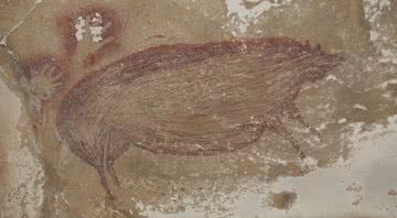 Fotografia da antiga arte rupestre - Divulgação/ A. A. Oktaviana, ARKENAS/ Griffith University