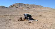 Pesquisadores da Universidade do Chile e do Museu de História Natural e Cultural do Deserto de Atacama no sítio - Rodrigo Otero