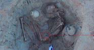 Esqueleto encontrado de mulher grávida - Divulgação / Ministério de Antiguidades