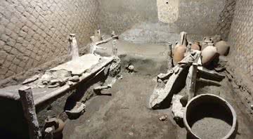 O quarto de escravizados encontrado em Pompeia - Reprodução/Vídeo/ Daily Mail
