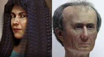 As reconstruções faciais da múmia egípcia Iret-Neferet e de Júlio César, respectivamente - Cícero Moraes/Divulgação/Museu Nacional de Antiguidades em Leiden
