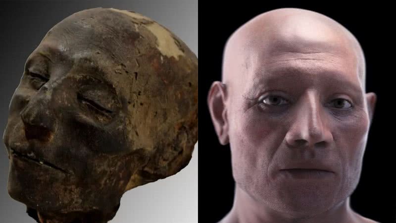 A múmia de Nebiri e sua reconstrução facial - Divulgação/Francesca Lallo/Philippe Froesch