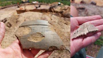 Alguns fragmentos interessantes de cerâmica encontrados no local - Divulgação/ Olaf Popkiewicz