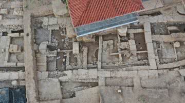 Recorte de fotografia aérea do santuário de Artemis Amarynthos - Divulgação/ESAG