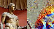 Hércules do Teatro de Pompeu e achado em Cádis - Divulgação/Wikimedia Commons/ Domínio Público / Divulgação/Twitter/Universidade de Sevilha