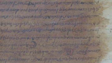 Imagem mostrando o texto em latim que foi escrito por cima do texto de Ptolomeu, em grego - Divulgação/Veneranda Biblioteca Ambrosiana/Mondadori Portfolio