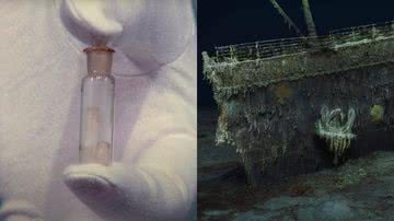 Registro do amostra e imagem da varredura digital do Titanic - Reprodução/Vídeo e Atlantic Productions / Magellan