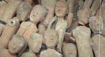 Figuras de cerâmica encontradas na tumba do imperador Wen - Divulgação / IC