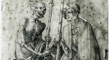 Desenho do século 16 feito por Hand Baldung Grien e  retrata um mercenário alemão falando com a Morte - Divulgação / Dea Picture Library, De Agostini