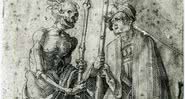 Desenho do século 16 feito por Hand Baldung Grien e  retrata um mercenário alemão falando com a Morte - Divulgação / Dea Picture Library, De Agostini