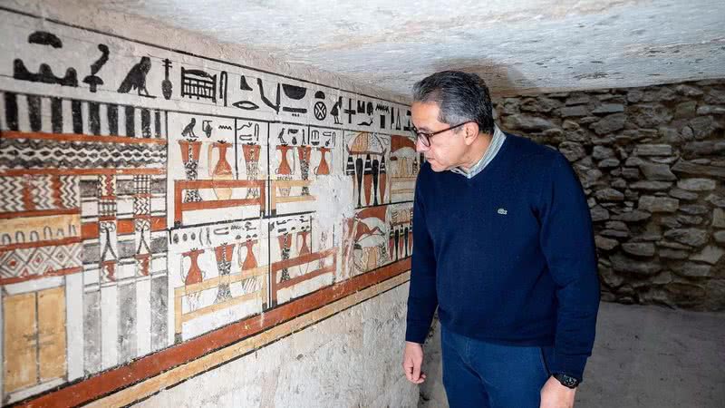 Tumba descoberta em Saqqara, no Egito - Divulgação/Facebook/Ministry of Tourism and Antiquities