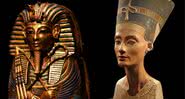Montagem mostrando tumba do rei Tut (à esq) e busto da rainha Nefertiti (à dir) - Getty Images/ Wikimedia Commons