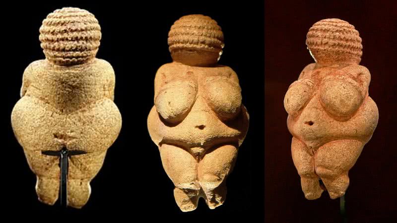 Fotografias da diferentes ângulos da Vênus de Willendorf - Fotos por Bjørn Christian Tørrissen, MatthiasKabel e Jakub Hałun pelo Wikimedia Commons