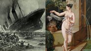 Ilustração de 1912 imaginando naufrágio do Titanic e a obra 'La Circassienne au Bain' - Domínio Público via Wikimedia Commons