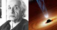 Montagem de fotografia de Albert Einstein ao lado de um buraco negro - Divulgação/Wikimedia Commons/Library of Congress Photographs and Prints Division / Divulgação/Pixabay/12019