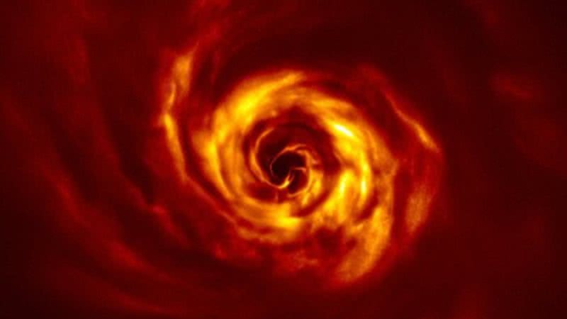 Foto ampliada da espiral onde o possível novo planeta está localizado - Divulgação/Organização Europeia de Pesquisa Astronômica