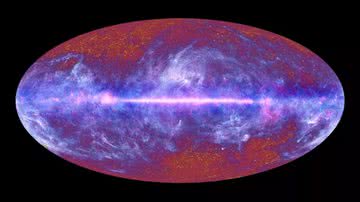 Uma imagem do fundo de micro-ondas cósmicas do universo captada pelo satélite Planck - Divulgação/Consórcio da ESA/HFI/LFI