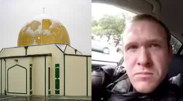 Mesquita atacada por Crenton Tarrant e o autor do ataque, em transmissão do Facebook - Wikimedia Commons/Divulgação