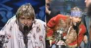 Nirvana (à esq.) e Guns n' Roses (à dir.) recebendo prêmios no VMA 1992 - Divulgação / MTV