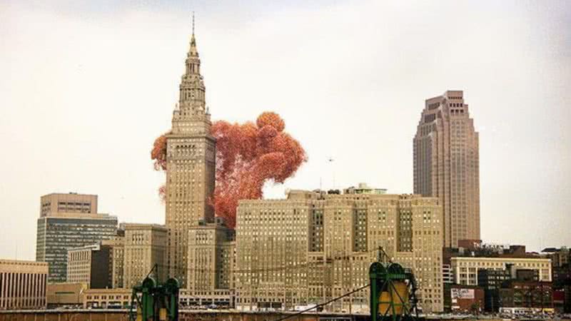 Cidade de Cleveland logo após liberação dos balões - Divulgação