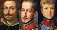 ( Da esqueda pra direita) D. João VI, Dom Pedro I e Dom Pedro II - Divulgação