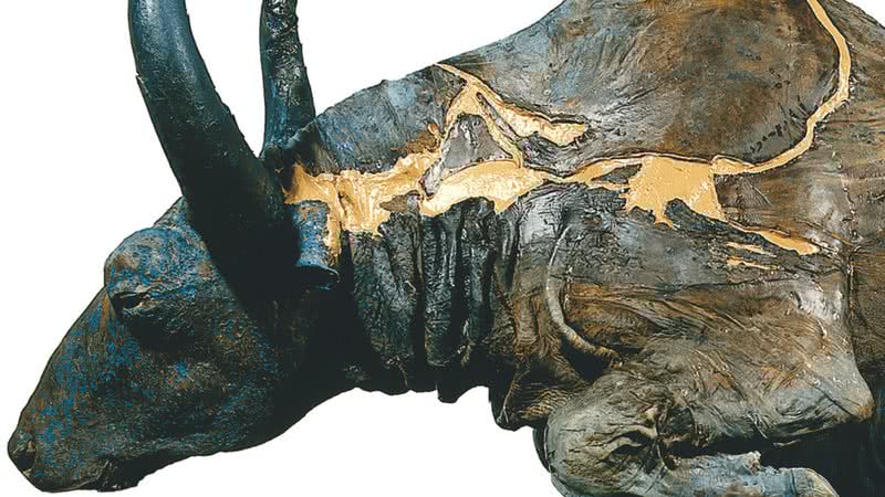 O bisão Blue Babe em exposição - Crédito: Reprodução
