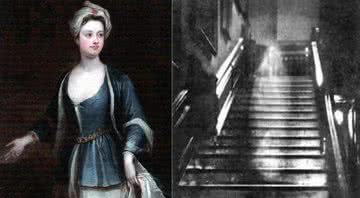 À esquerda, uma pintura de Lady Dorothy Walpole, e à direita a fotografia da Dama de Marrom - Wikimedia Commons