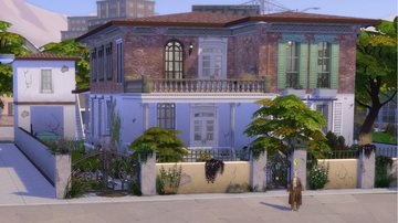 Imagem mostra a recriação da famosa residência através do jogo - Reprodução/Twitter e Reprodução The Sims/joaothomazella