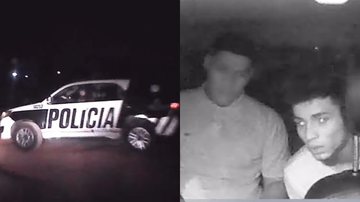 Imagens do vídeo, da viatura em que o motorista colidiu, e dos assaltantes - Reprodução/YouTube/GCMAIS