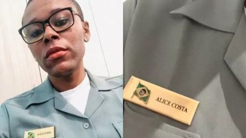 Á esquerda imagem da sargenta Alice Costa e à direita imagem de sua plaqueta de identificação - Reprodução / Arquivo Pessoal