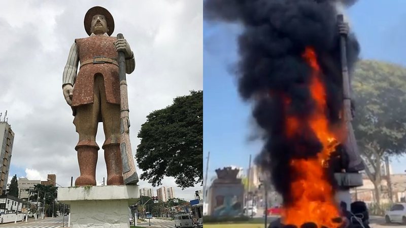 O antes e depois da estátua